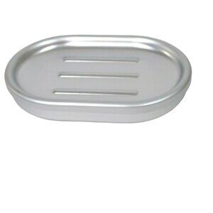 Made By Design Solid Soap Dish Aluminum Silver Bath Bathroom 3.3" x 5" NEW